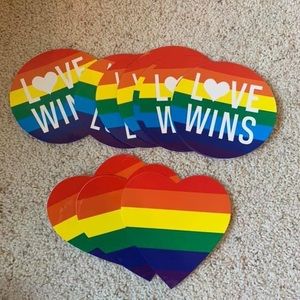 Love Wins Large Stickers Rainbow Hearts